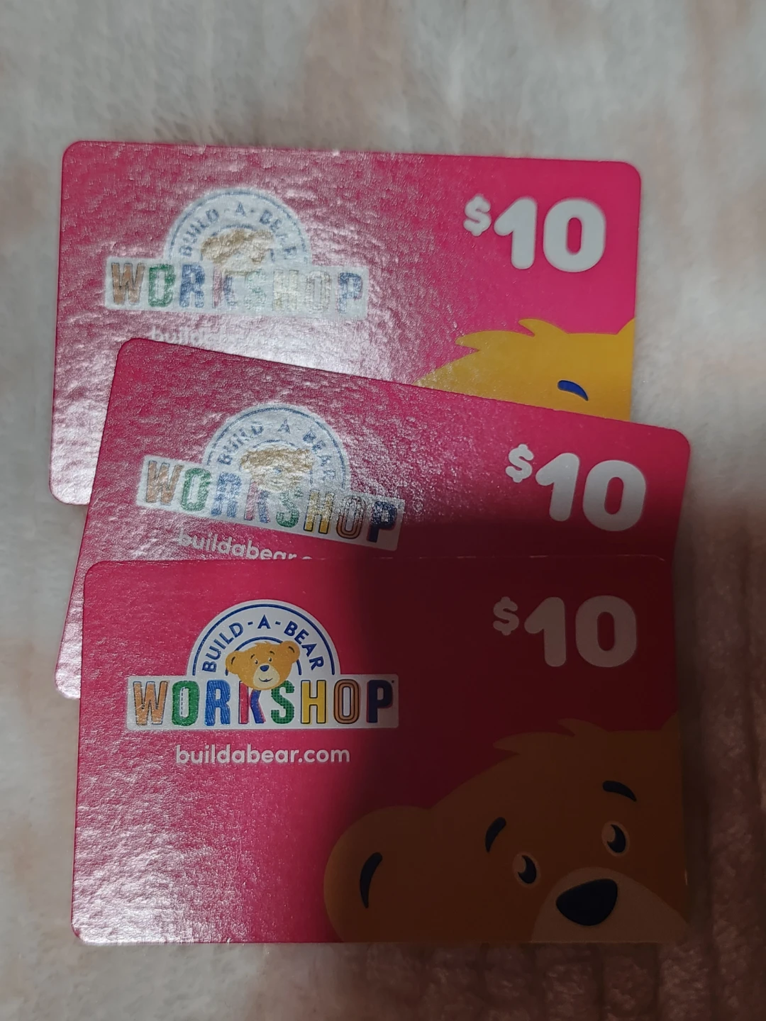$10 Build-A-Bear Workshop Gift Cards (3)