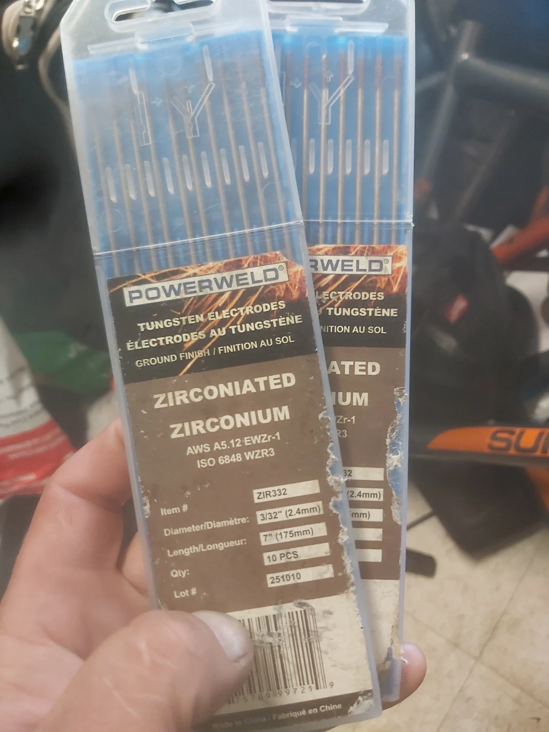 POWERWELD Zirconium Tungsten Electrodes 3/32" x 7"
