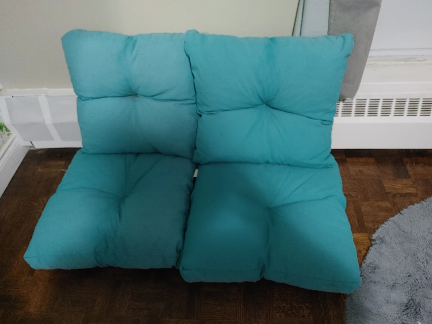 Teal Overstuffed Outdoor Chair cushions (set of 2)