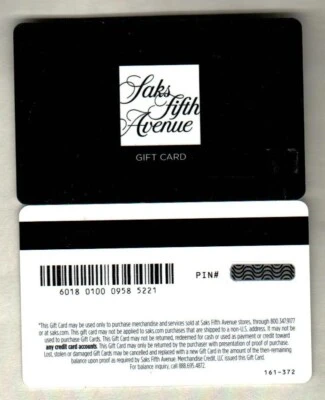 $100 Saks Fifth Avenue Gift Card. You pay $80!