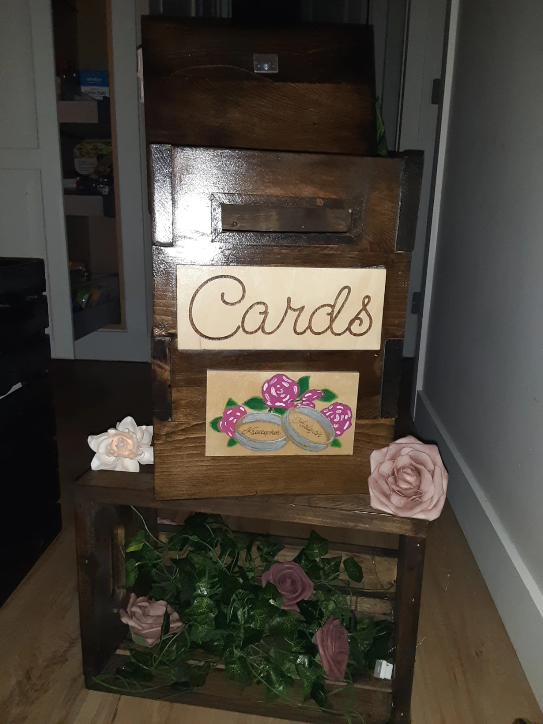 Wooden Cards Box with Floral Decor - photo 2
