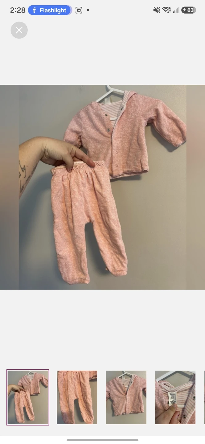 Baby GAP Pink Reversible 2-Piece Set 3-6 Months