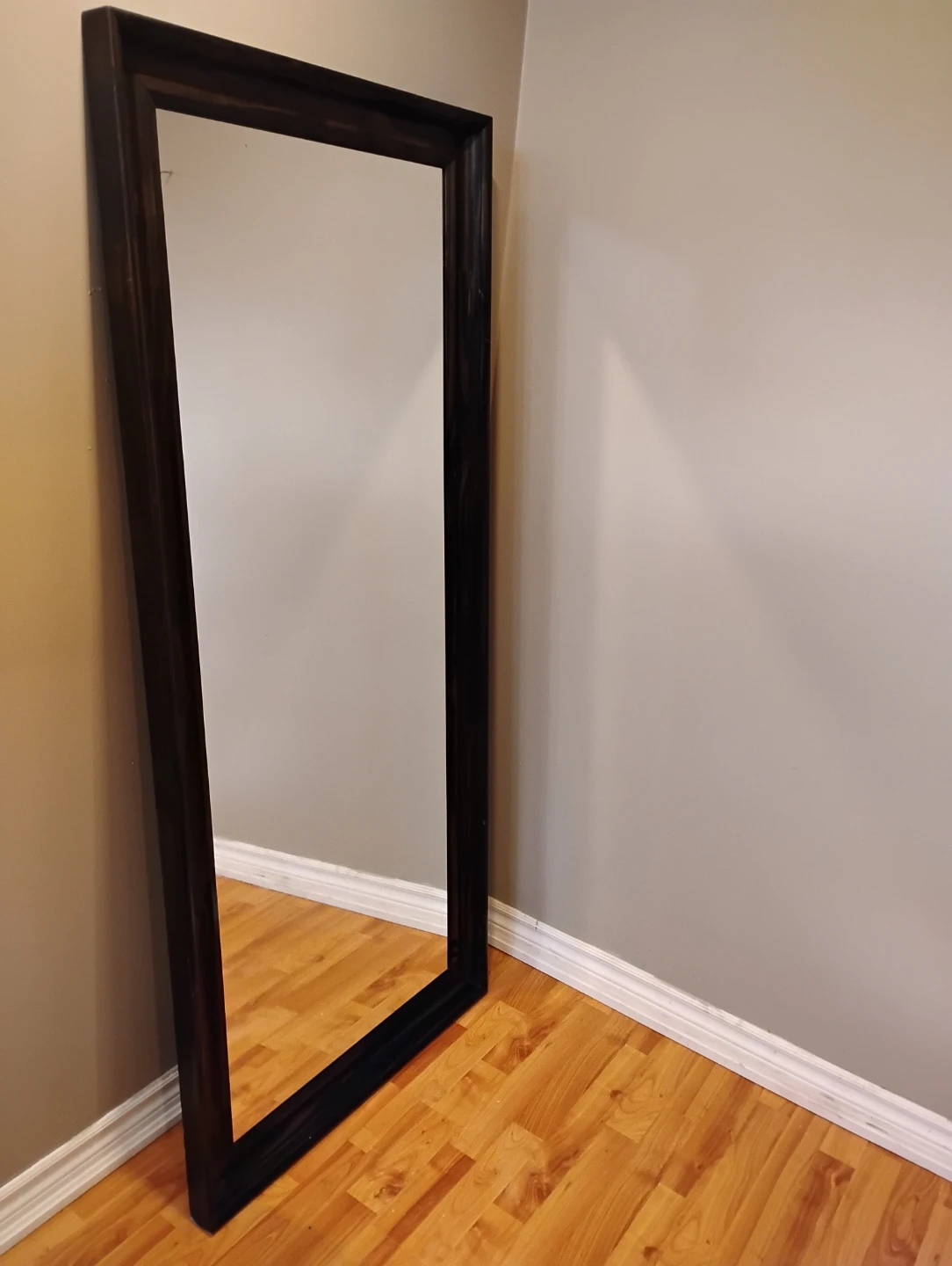 Tall dark wood framed mirror - photo 3
