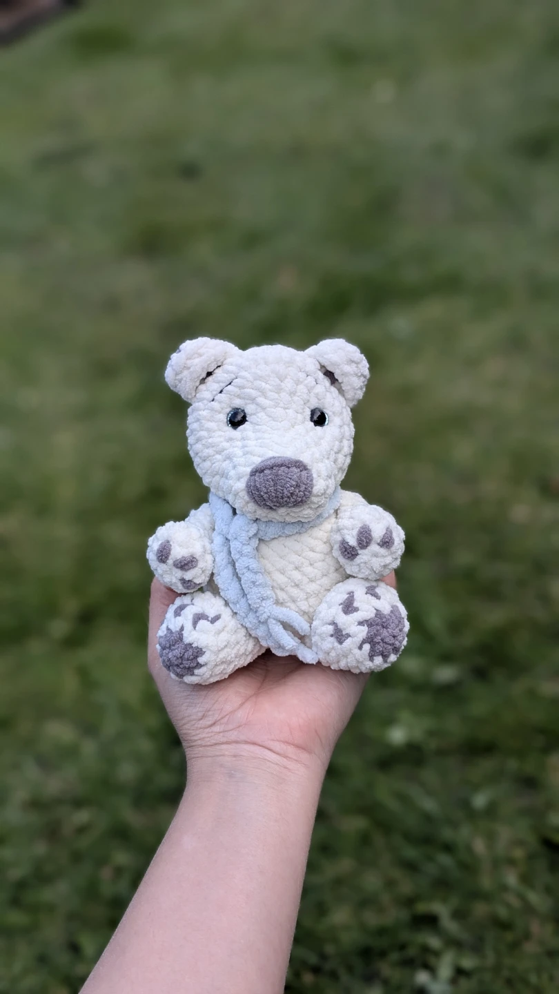 Handmade Crochet Polar Bear with Scarf - photo 2
