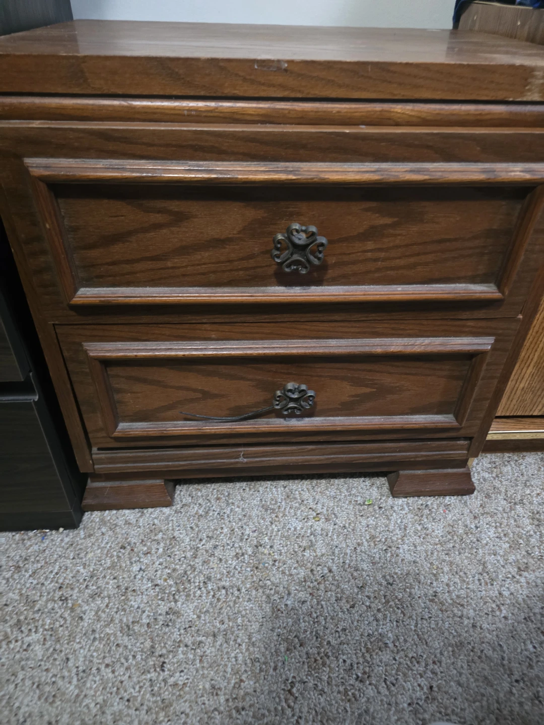 Wooden Nightstand with 2 Drawers