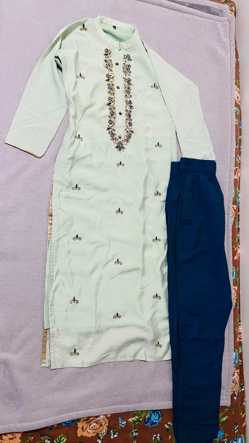 Pink Kurti with Floral Embroidery