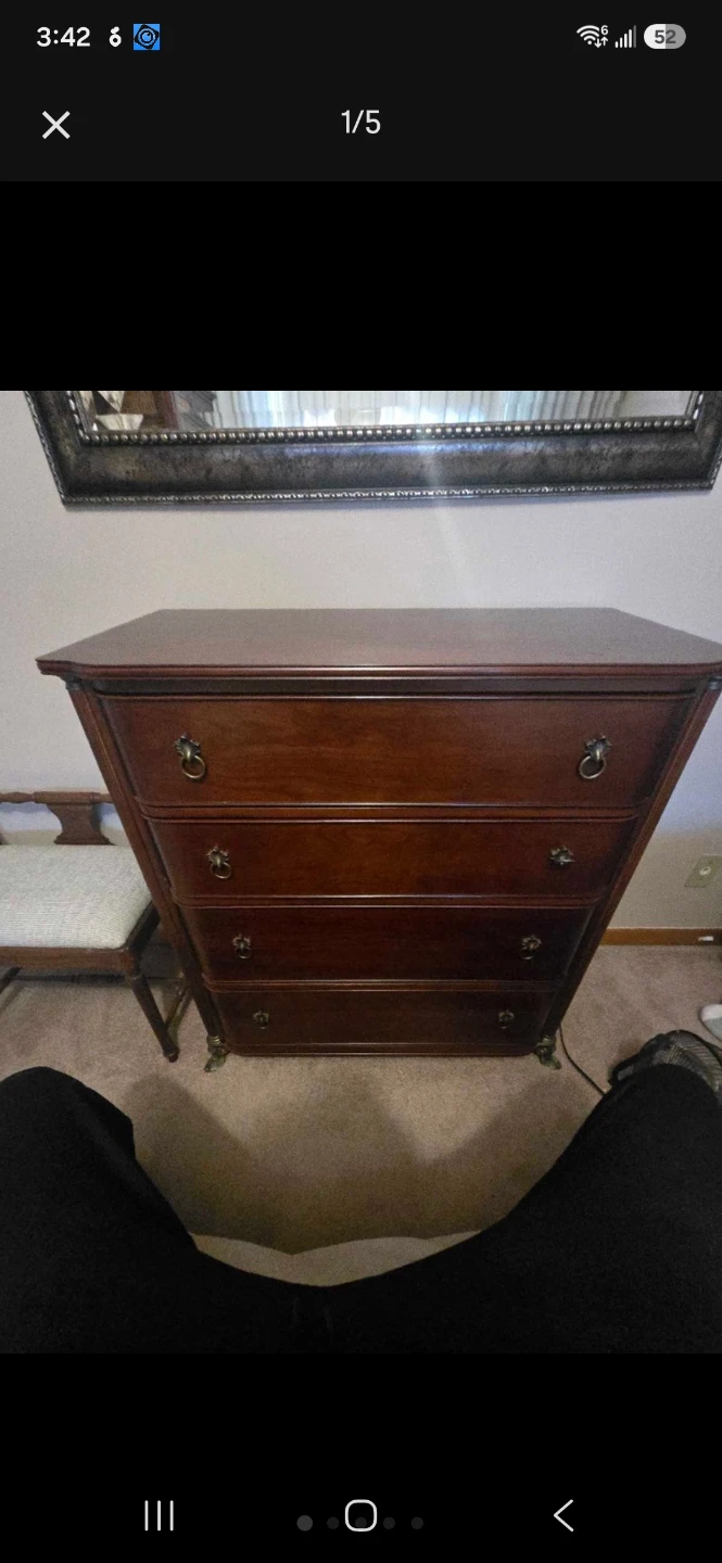 Wooden Dresser with 4 Drawers. Bombay Co.