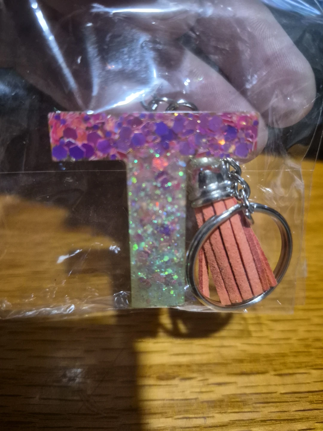 Letter T Keychain with Tassel