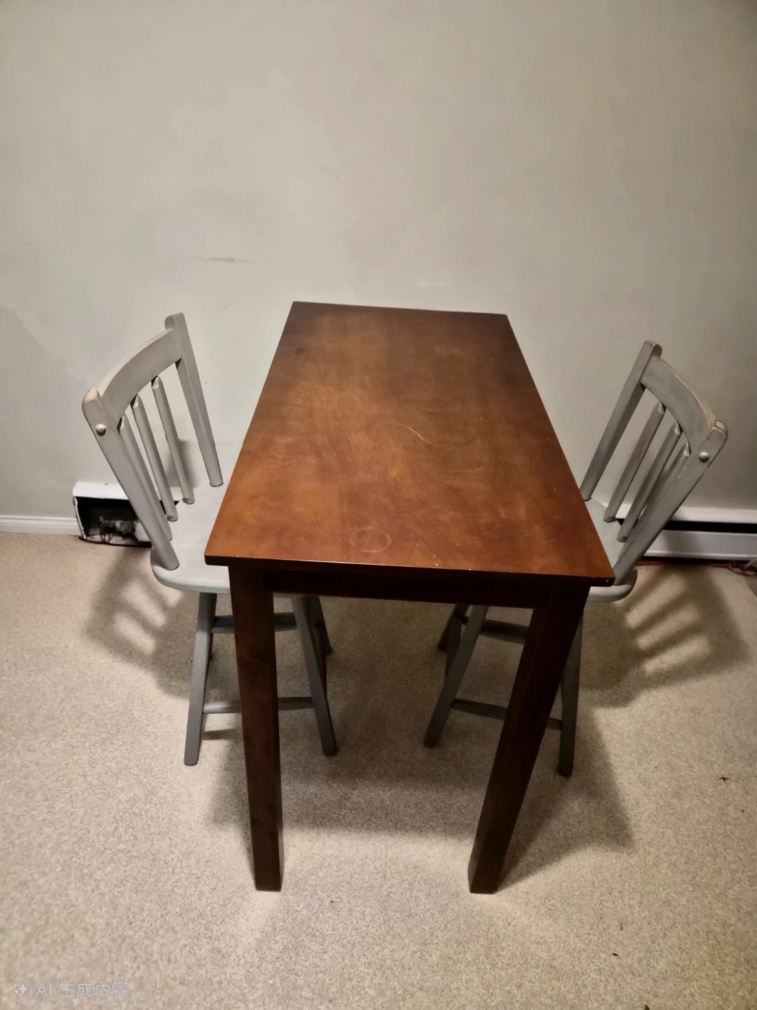 Dining table and two chairs
