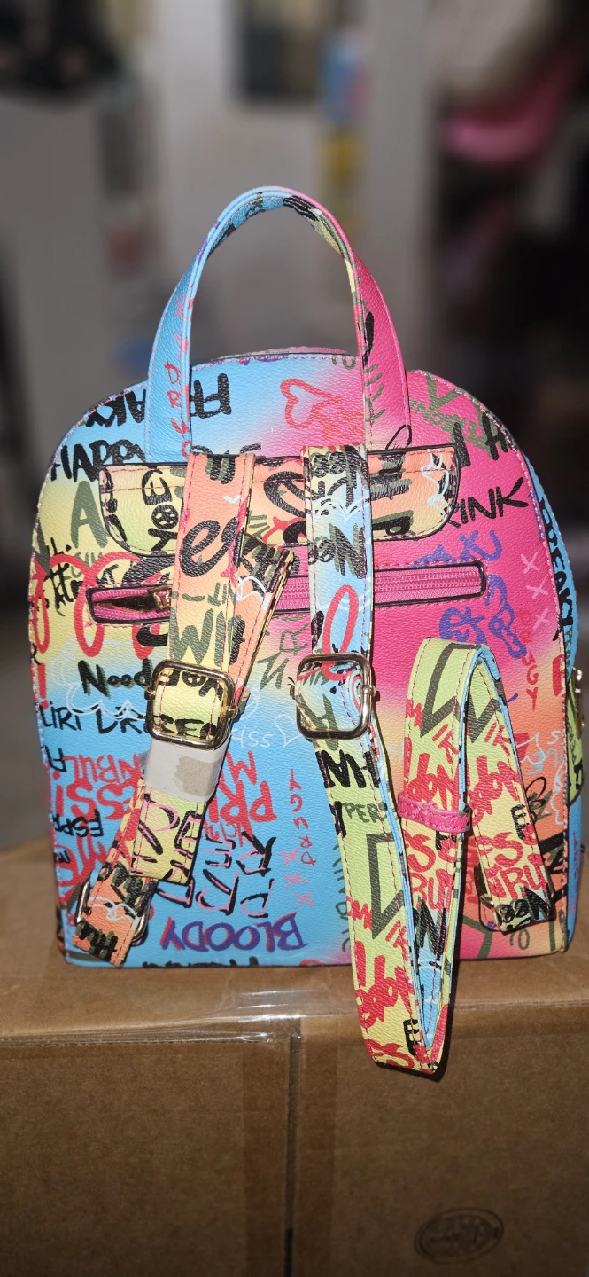 Graffiti Print Backpack With Matching Wristlet - photo 4