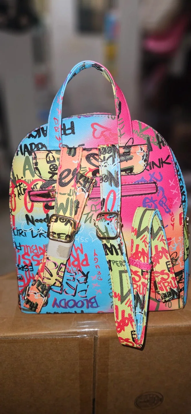 Graffiti Print Backpack With Matching Wristlet - photo 4