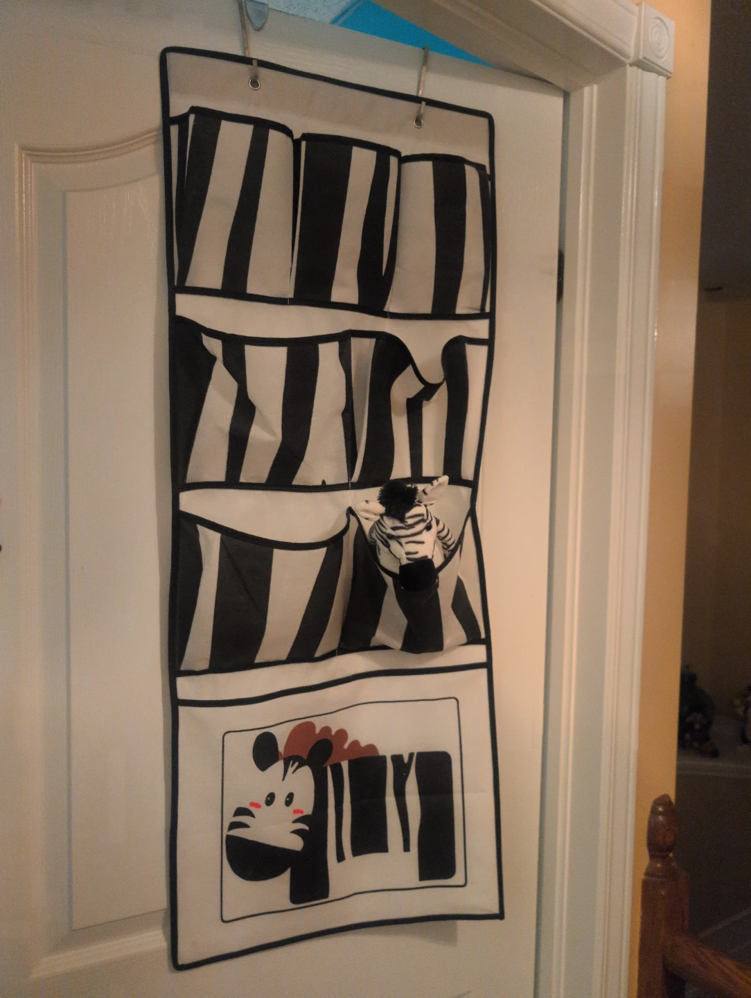 Black and White Striped Hanging Organizers with Zebra Detail - photo 4