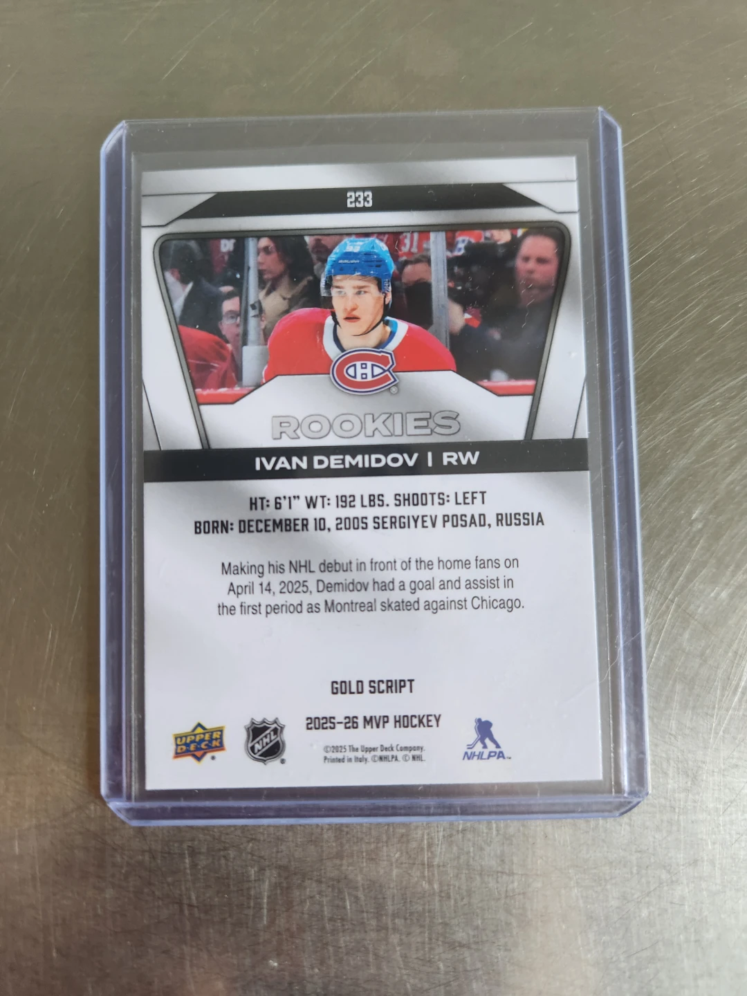 Upper Deck Ivan Demidov Rookie Gold - photo 2