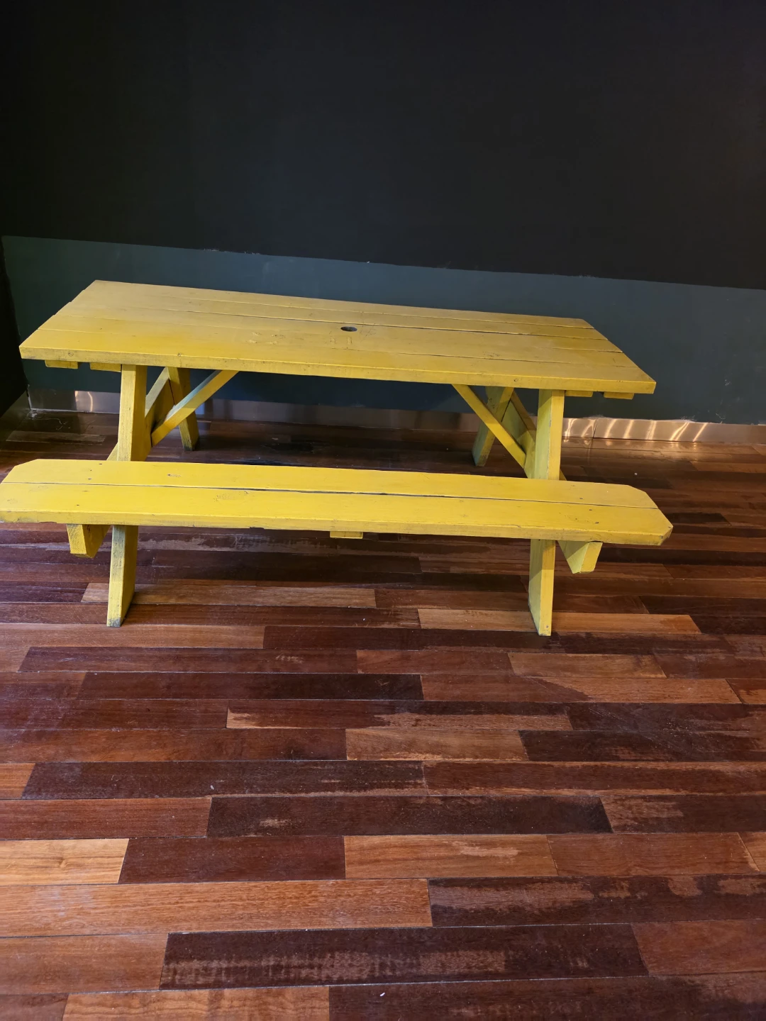 Yellow Wooden Picnic/ Patio Bench - photo 2