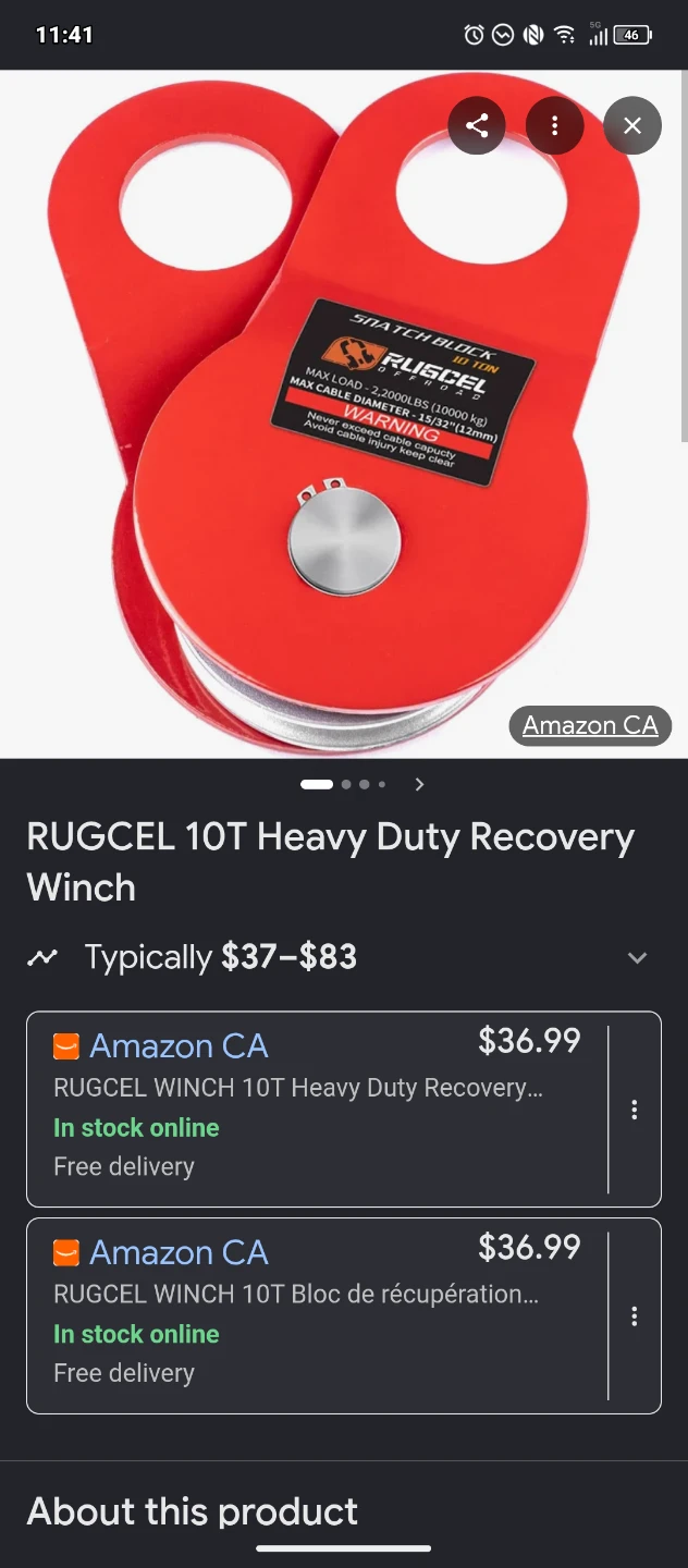 RUGCEL 10T Heavy Duty Snatch Block Pulley