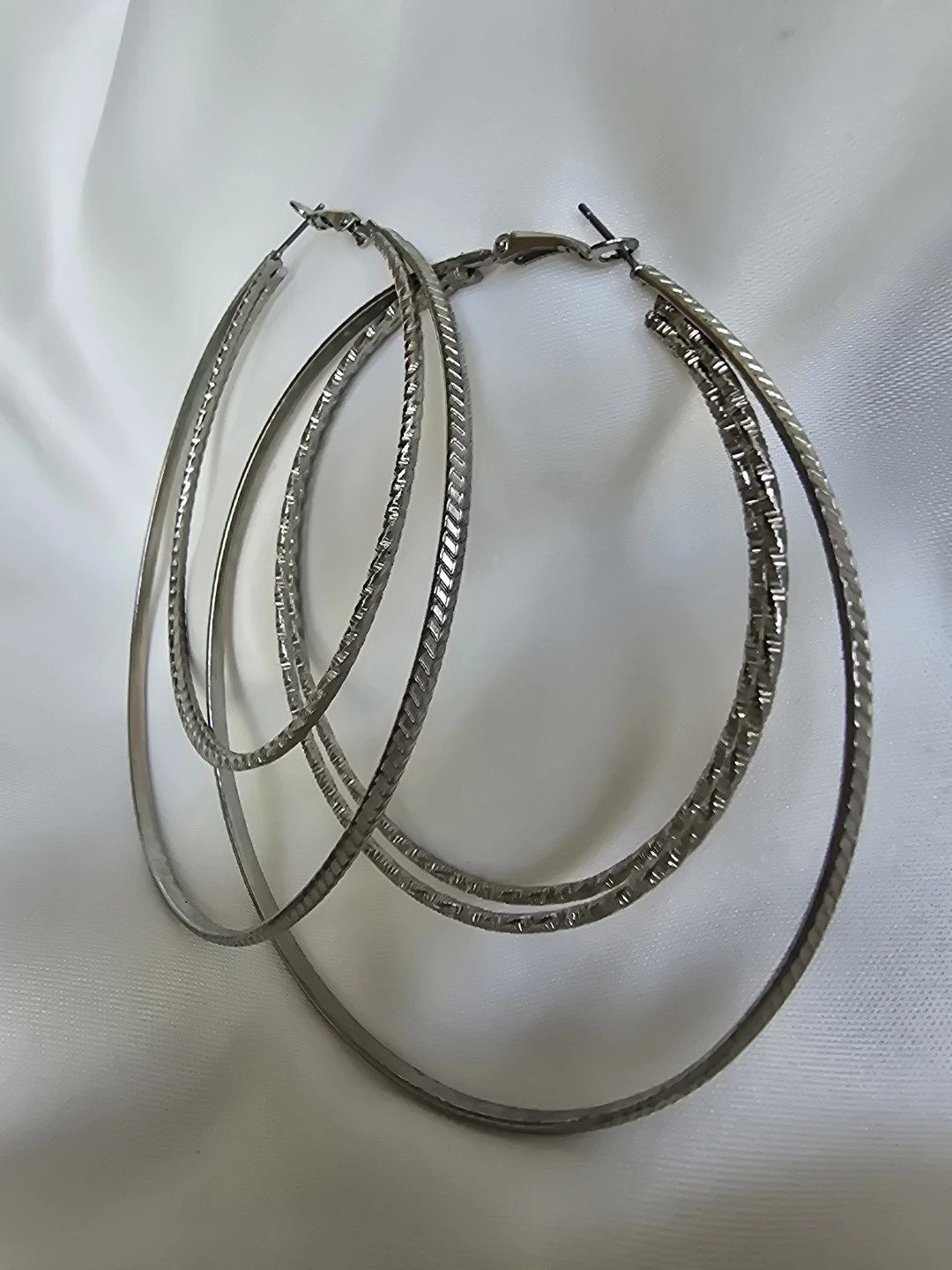 Silver Tone Hoop Earrings -Large - photo 3