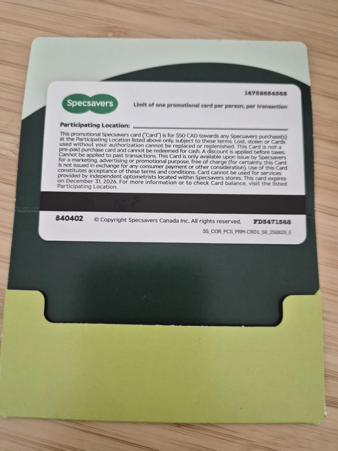 Specsavers gift card - photo 2