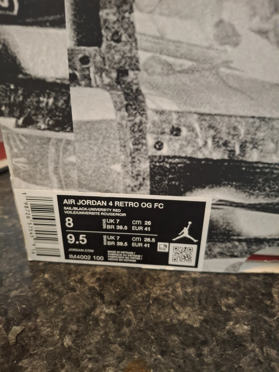Air Jordan 4 Retro OG FC Sail/Black-University Red - photo 3