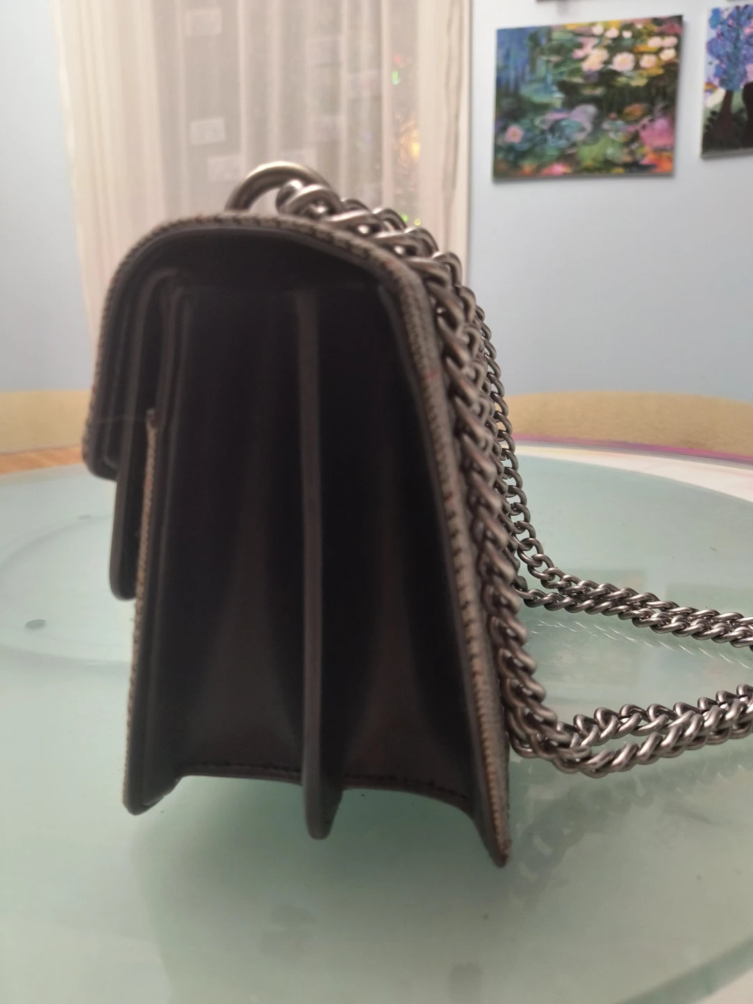 Plaid Shoulder Bag with Chain Strap - photo 2