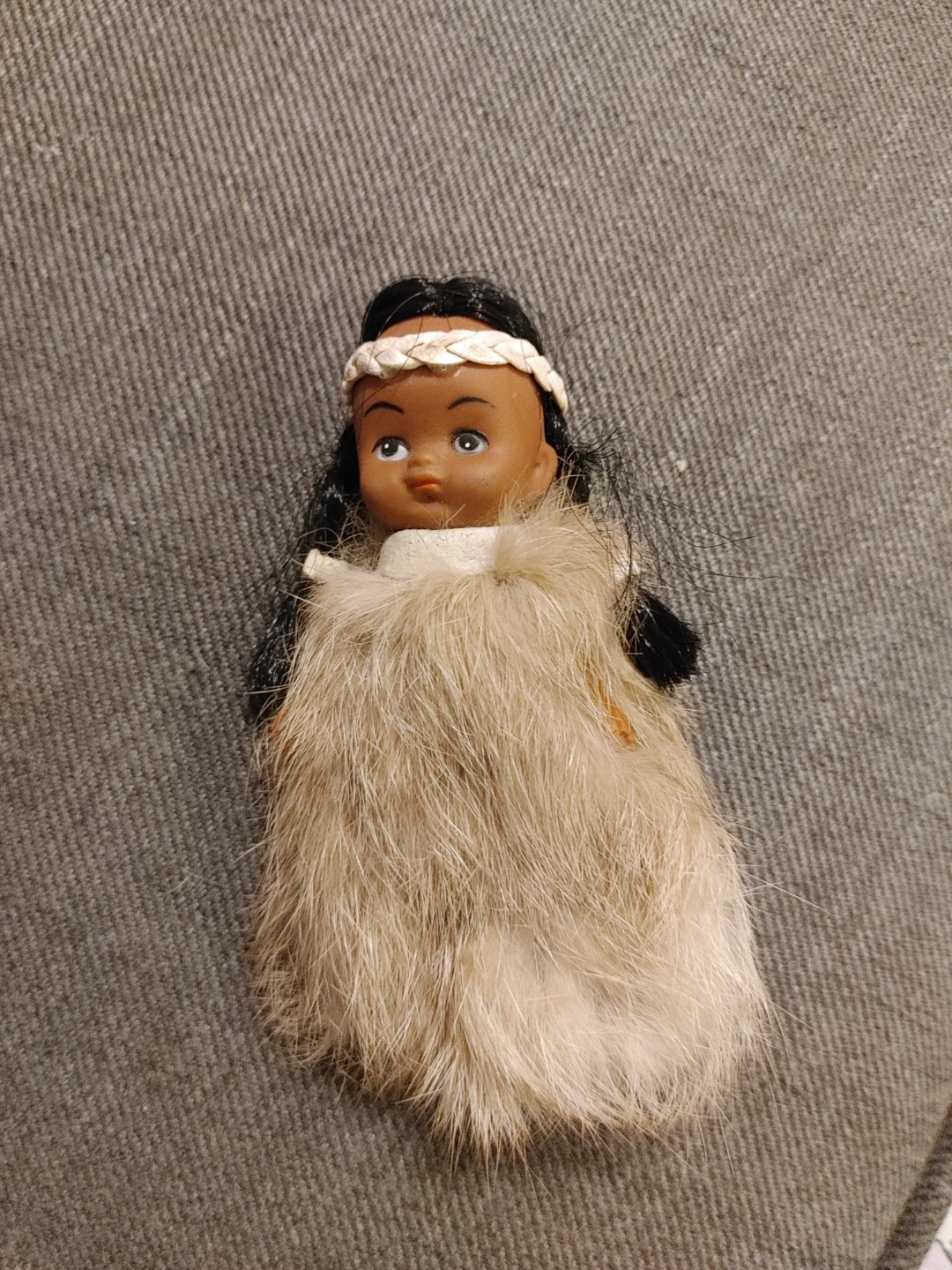 Miniature. Collectable Doll with Fur Skirt