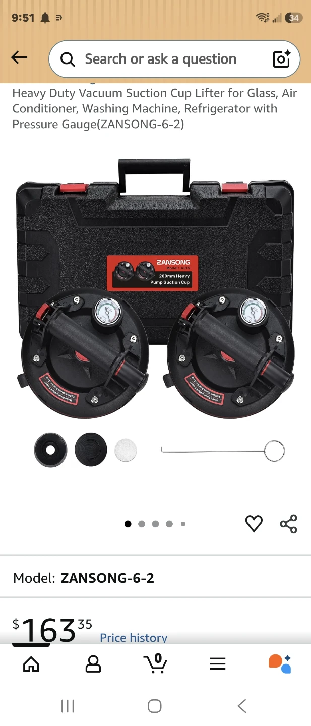 Zansong Heavy Duty Vacuum Suction Cup Lifter with Pressure Gauge