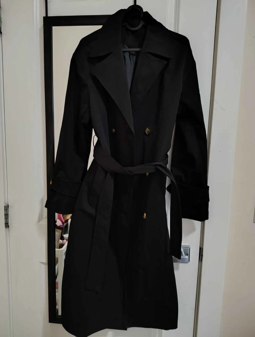 Black Double-Breasted Trench Coat - photo 2