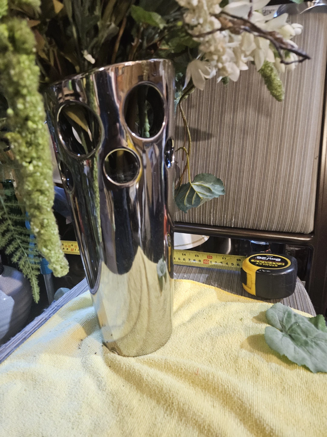 Chrome Vase with Cutout Details - photo 3