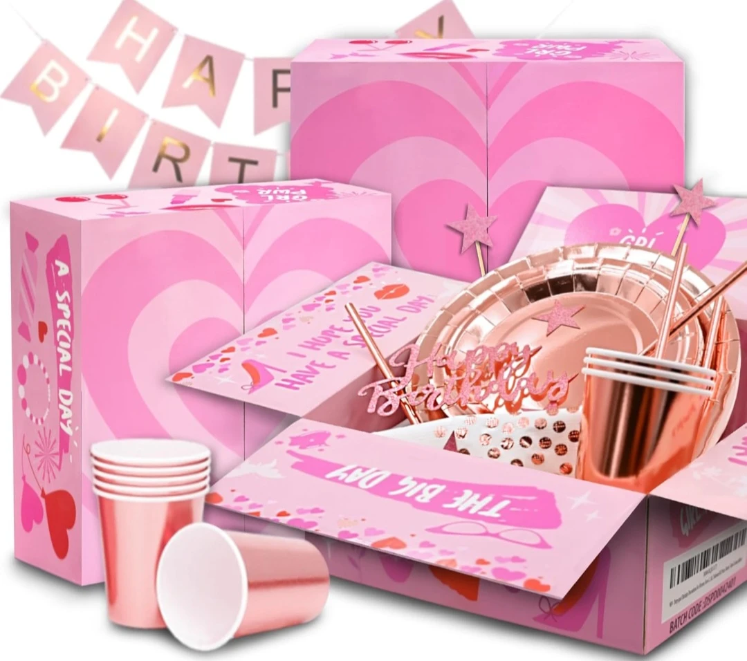 210 Pcs Rose Gold Birthday Party Supplies Kit - photo 3
