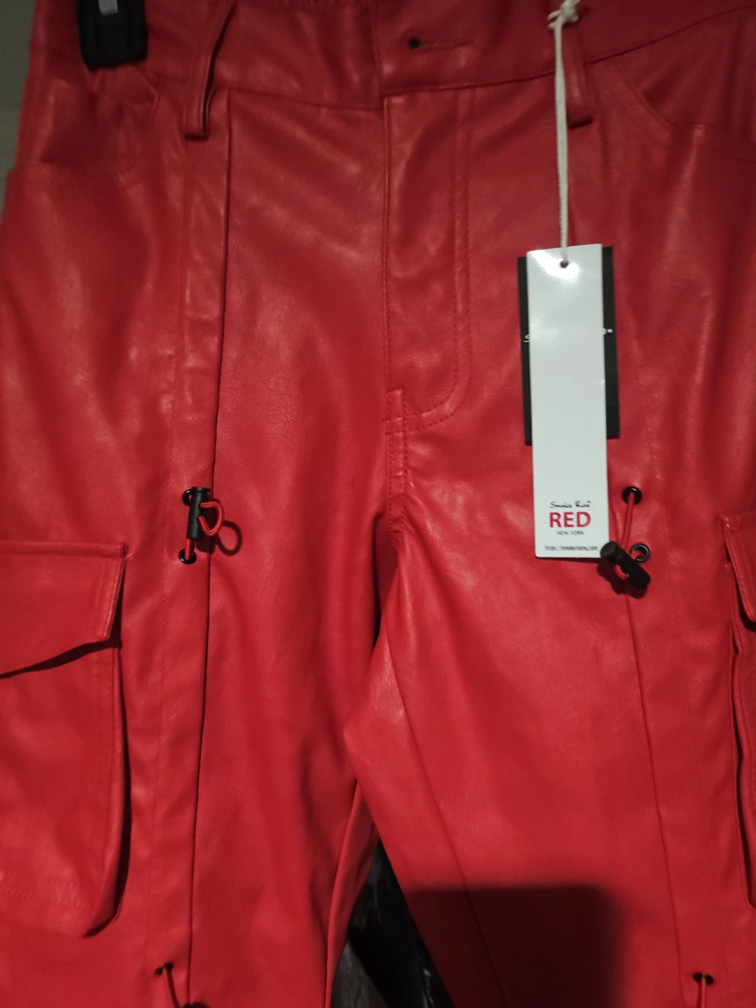 Smoke Rise Red Faux Leather Cargo Pants XS - photo 2