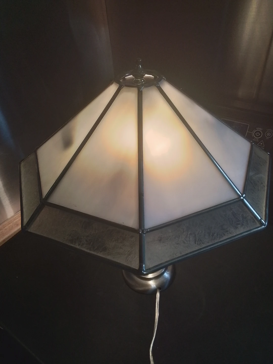 Stained Glass Table Lamp with Wood Accent - photo 2
