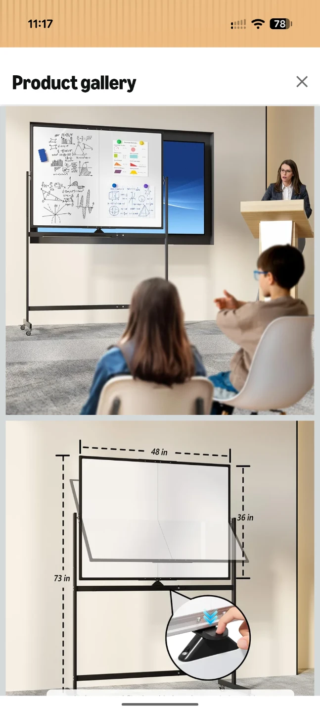 NEW Large Rolling Whiteboard 48" x 36" Magnetic Double Sided - photo 3
