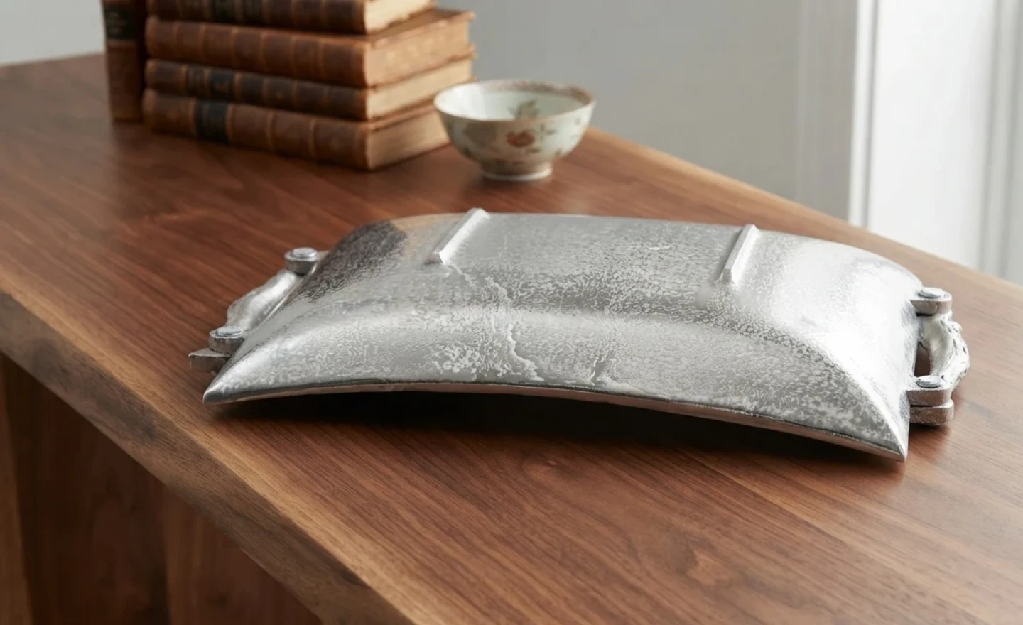 Decorative Metal Tray with Antler Handles - photo 2