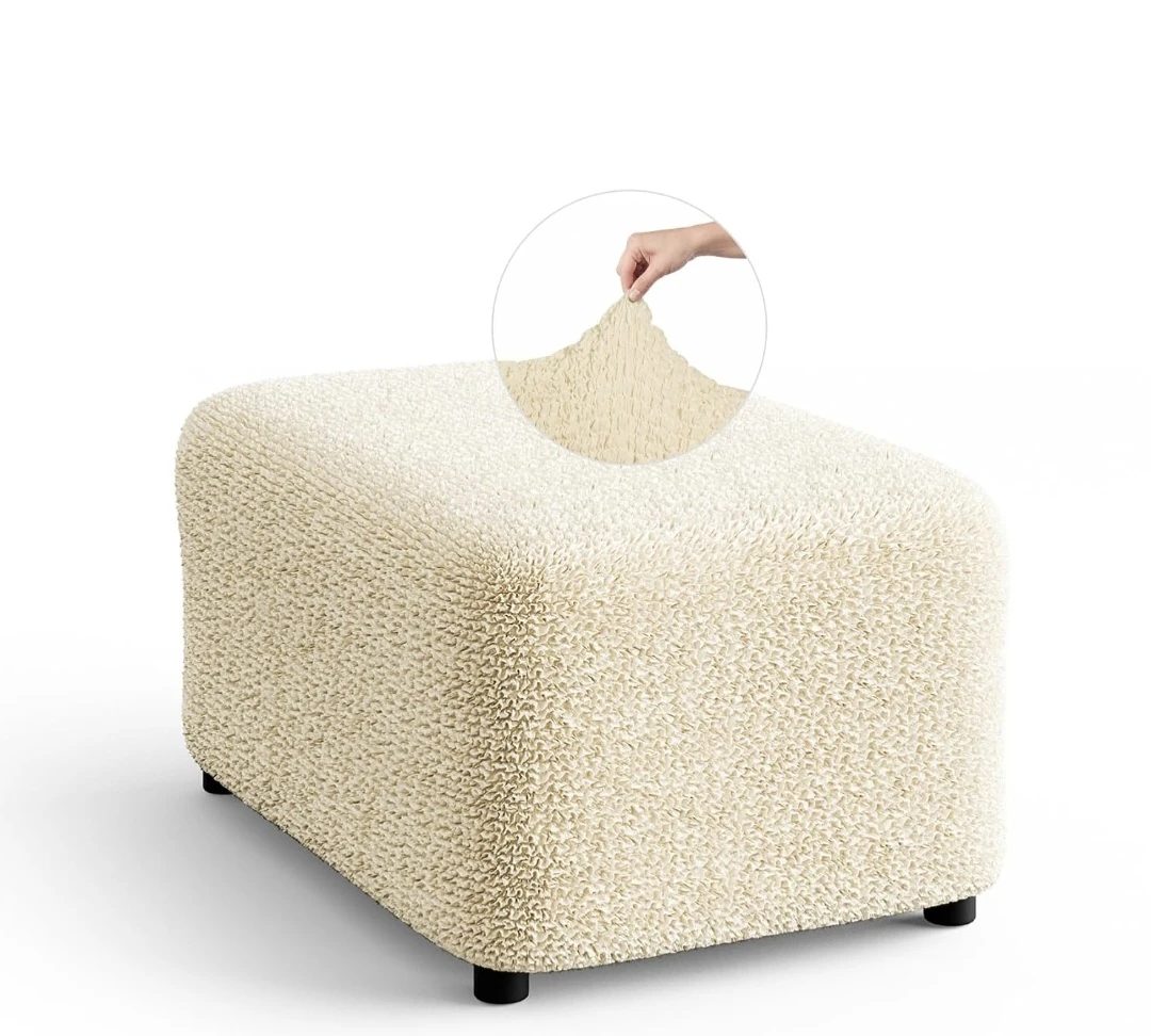 Cream Textured Ottoman Slipcover - photo 5