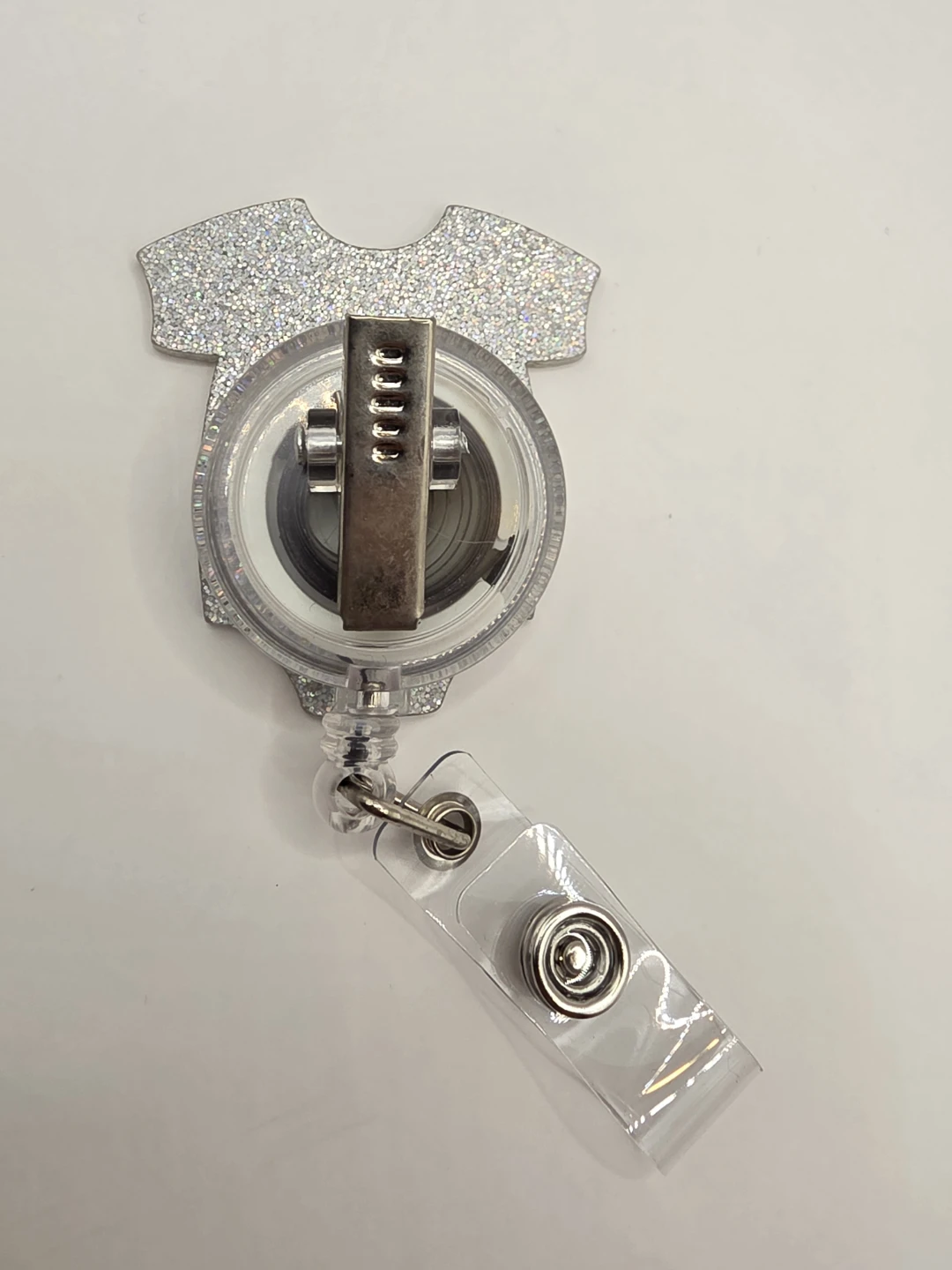 Retractable Silver Glitter Baby ID Badge - photo 3