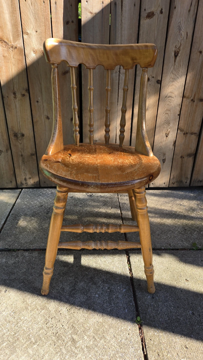 Vintage Solid Wooden Spindle Back Chair
