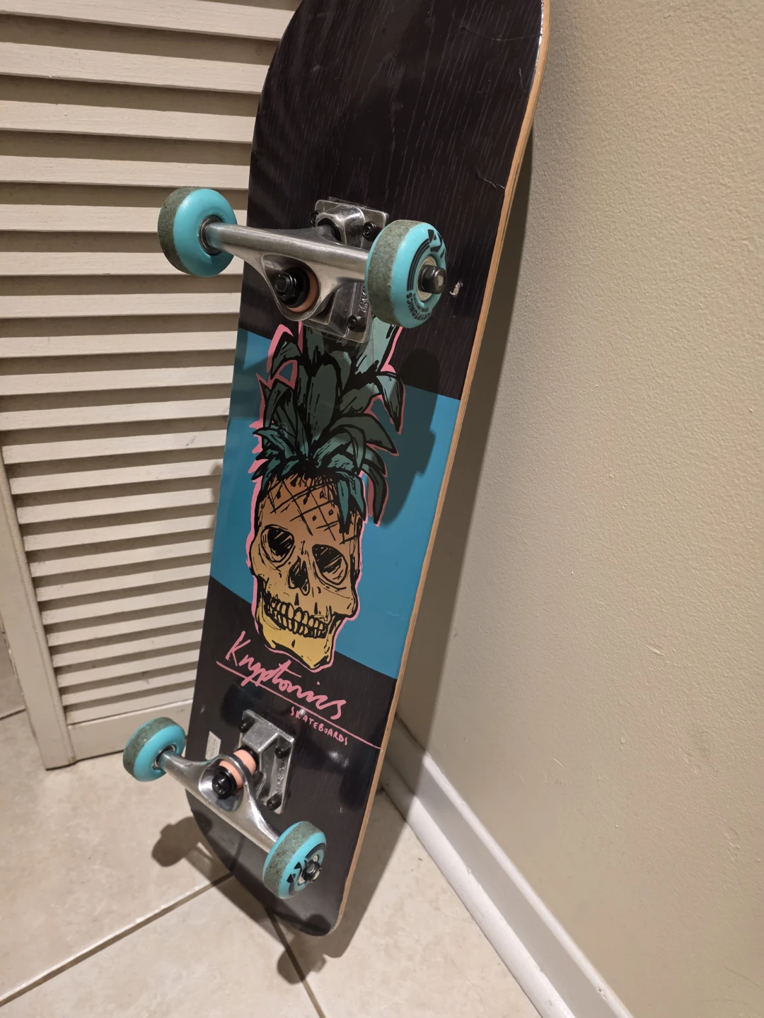Kryptonics Skateboard with Skull Pineapple Graphic