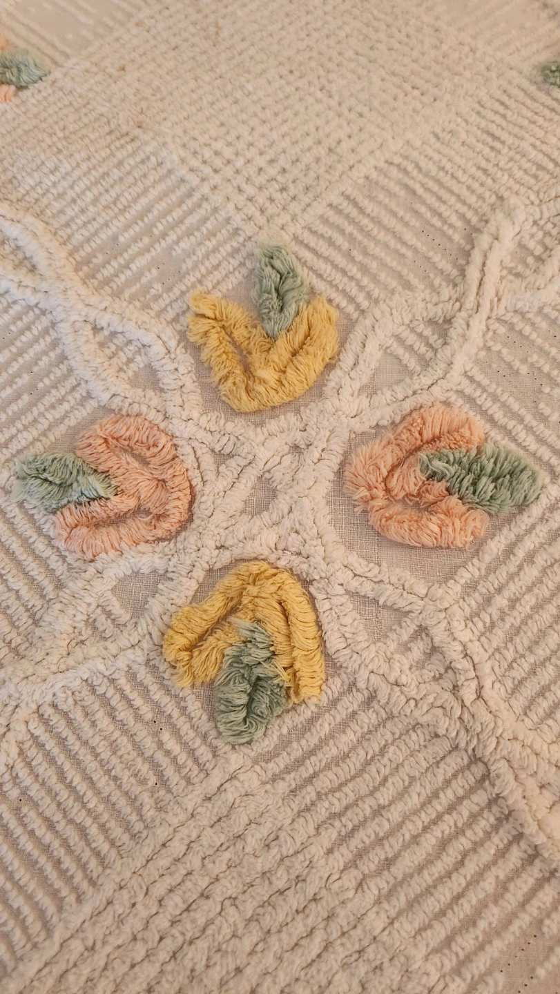 Vintage floral chenille bedspread