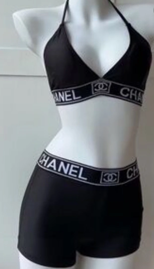 Black CHANEL Bikini with Shorts