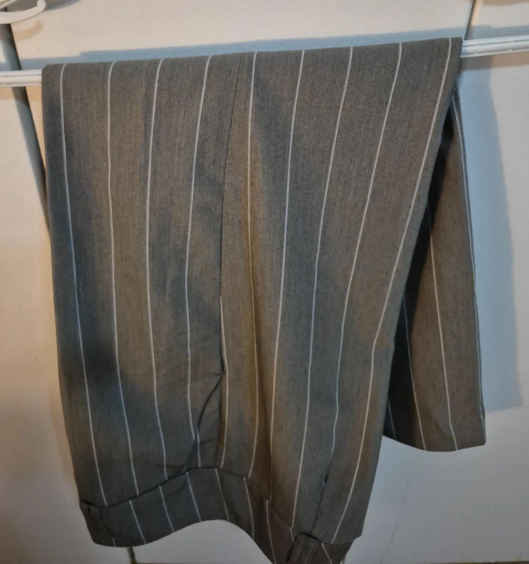 Grey pinstripe dress pants