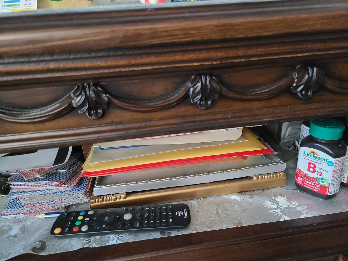 Dark Wood Electric Fireplace TV Stand with Glass Doors - photo 5