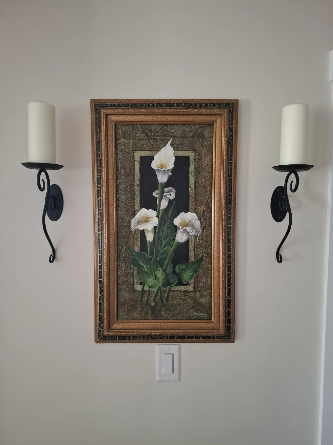 Painting and Metal candle Sconces