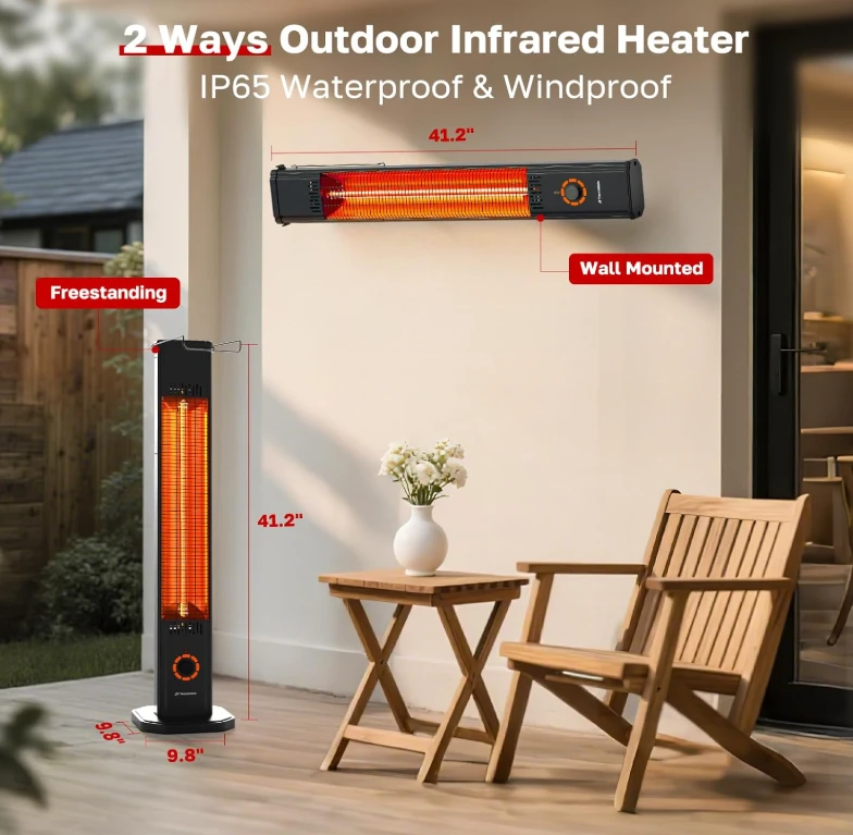ThermoMate 1500W Electric Patio Heater - Black - photo 4