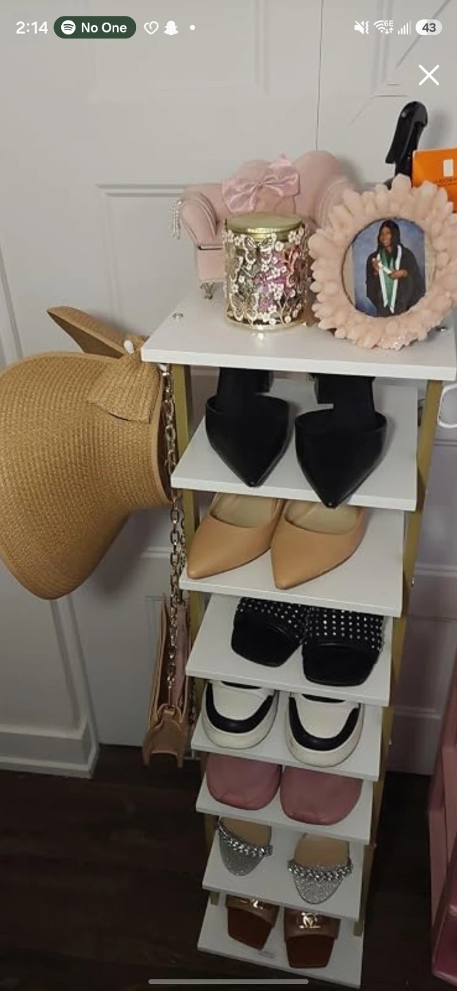 Gold and White Shoe Rack