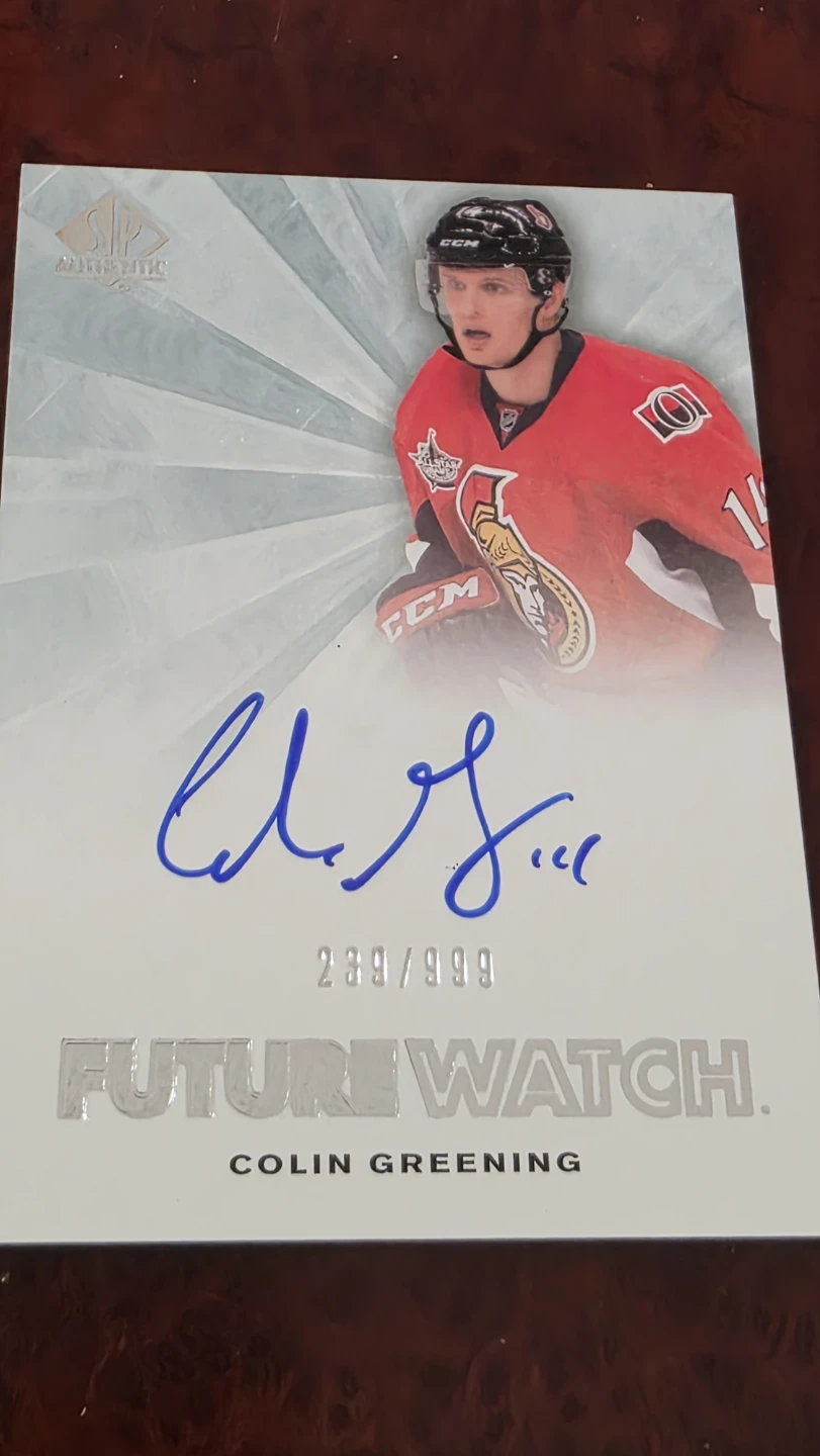 Future Watch Colin Greening Autographed Hockey Card 239/999