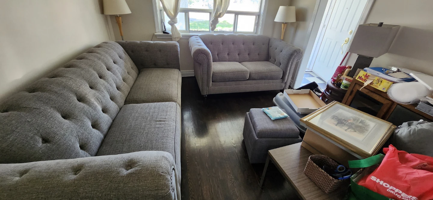 Grey Tufted Sofa and Loveseat Set - photo 2