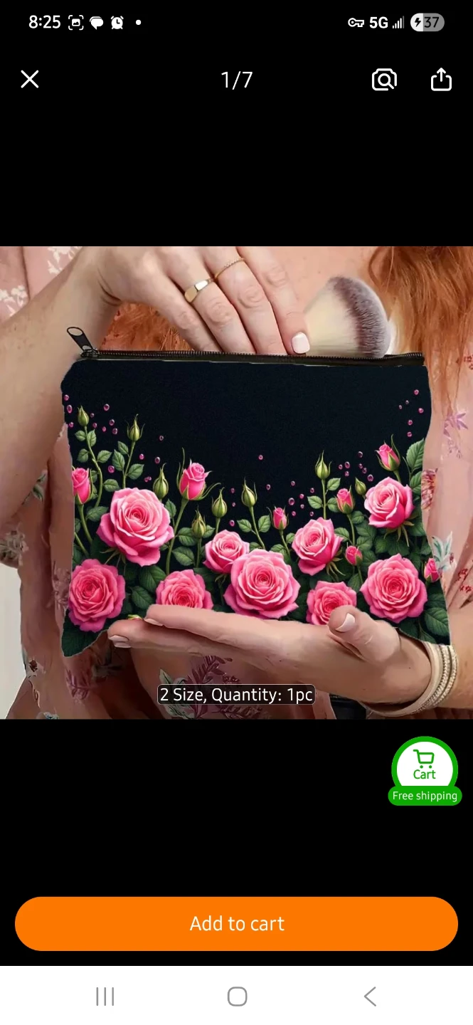 Cosmetic Bag with Pink Roses Design - photo 2