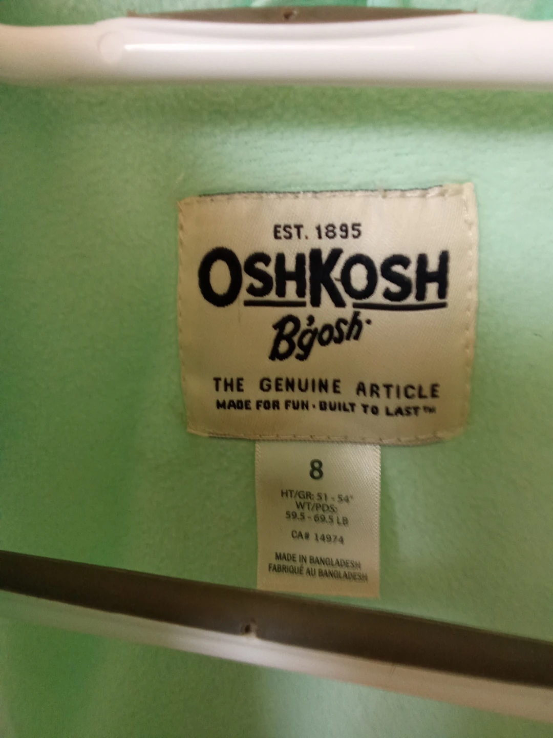 OshKosh B'gosh Mint Green Puffer Vest Size 8 - photo 3