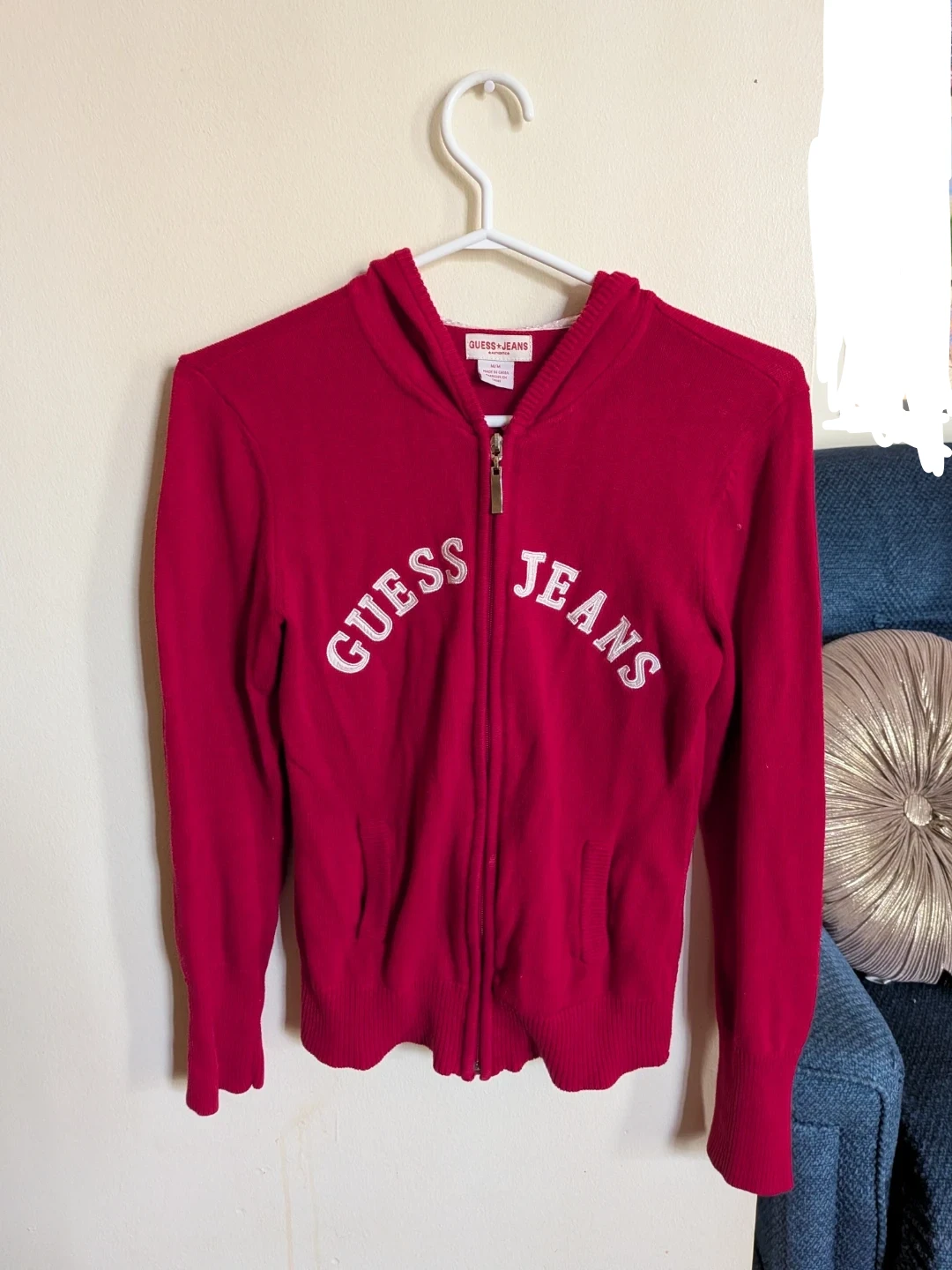 Guess Jeans Red Zip-Up Hoodie