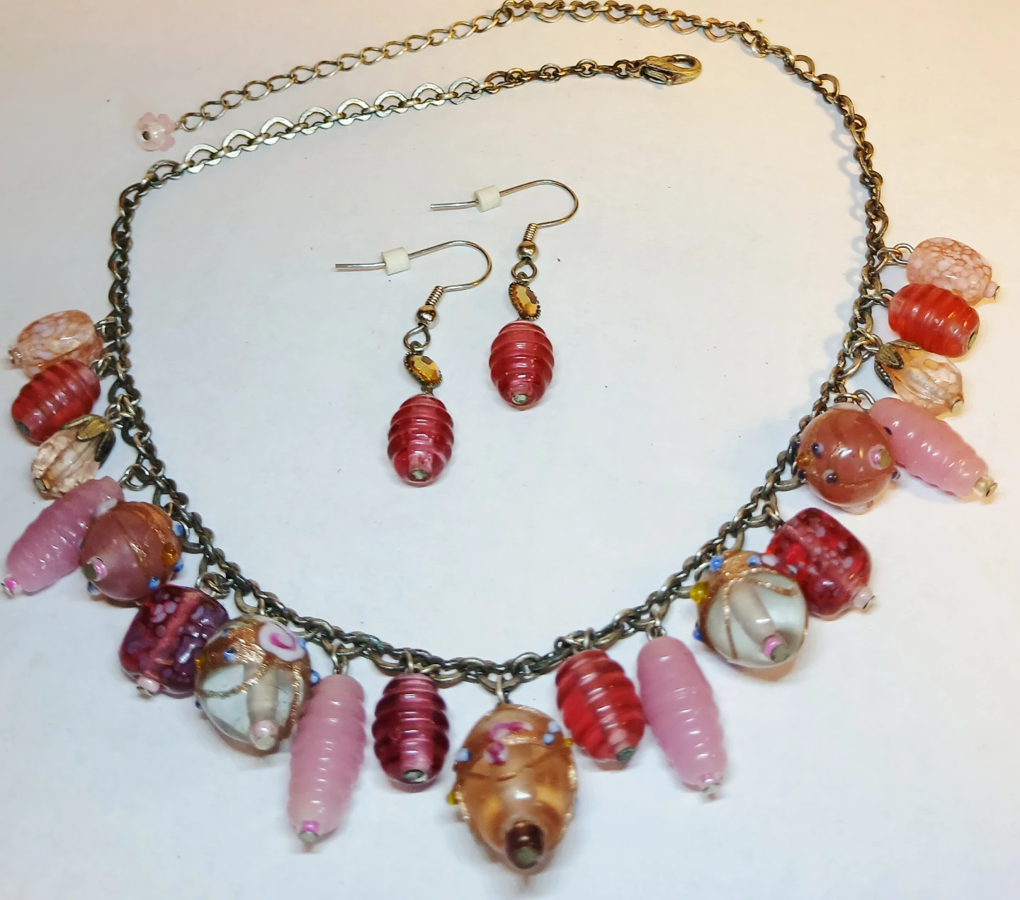 Glass Beaded Charm Necklace and Earring Set - photo 2
