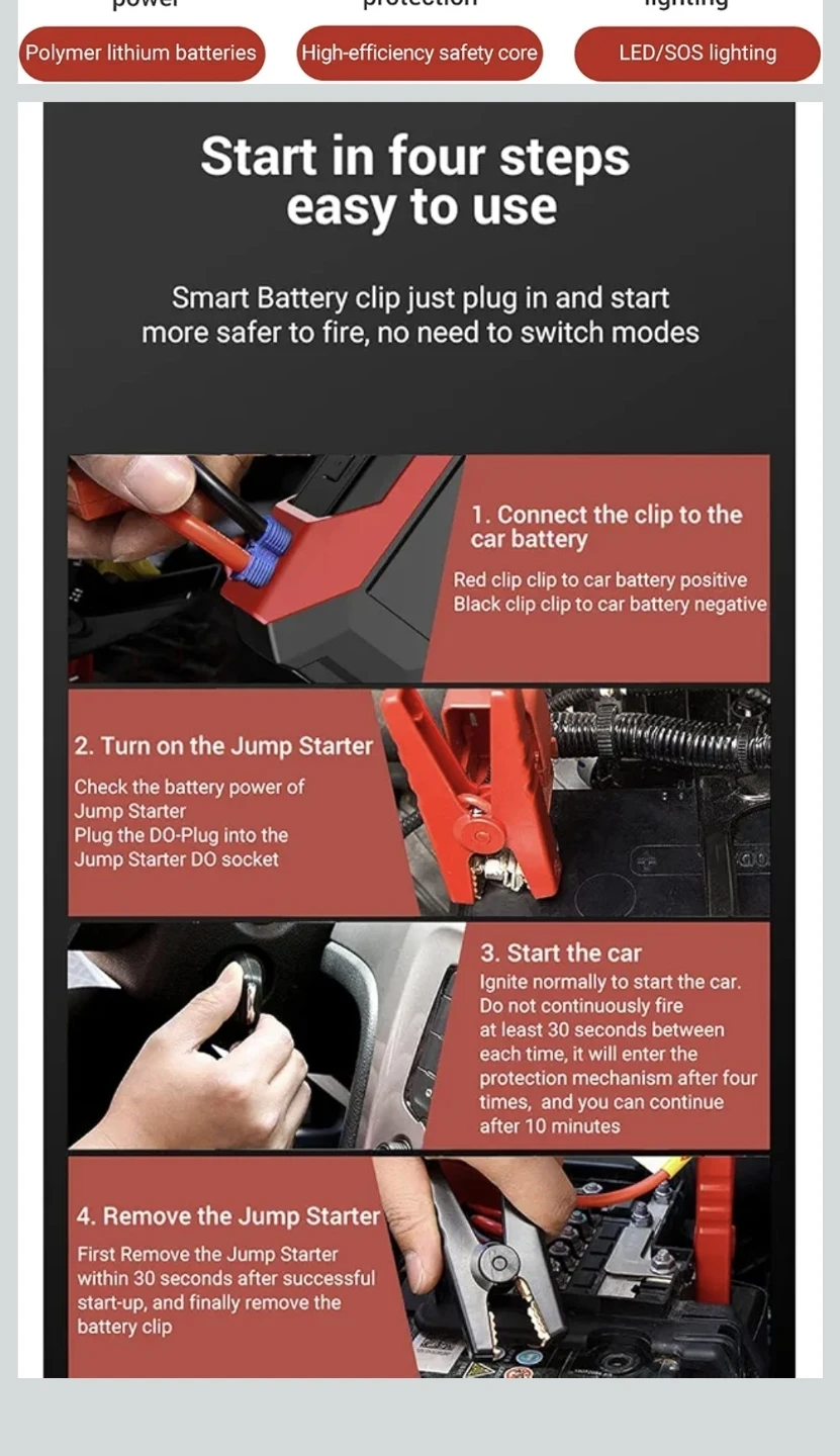 New car emergency jump starter can jump start cars, SUVs, trucks - photo 4